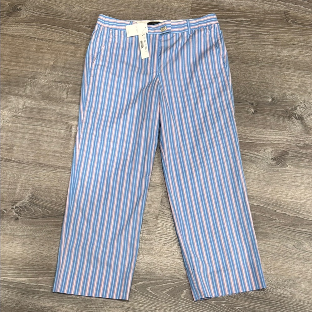 J. Crew Blue and Pink Striped Capris